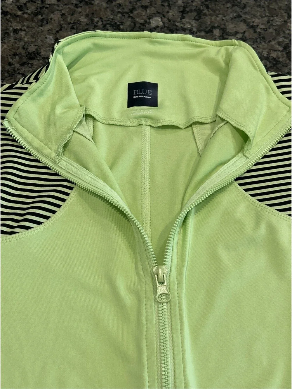 Blue Saks Fifth Ave Jacket Light Flare Inkwell Stripe Thumbholes Size M Full Zip